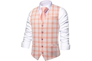 Hi-Tie Men's Suit Vest Plaid Checks V-neck Single Breasted Formal Business Wedding for Tuxedo Dress Waistcoat