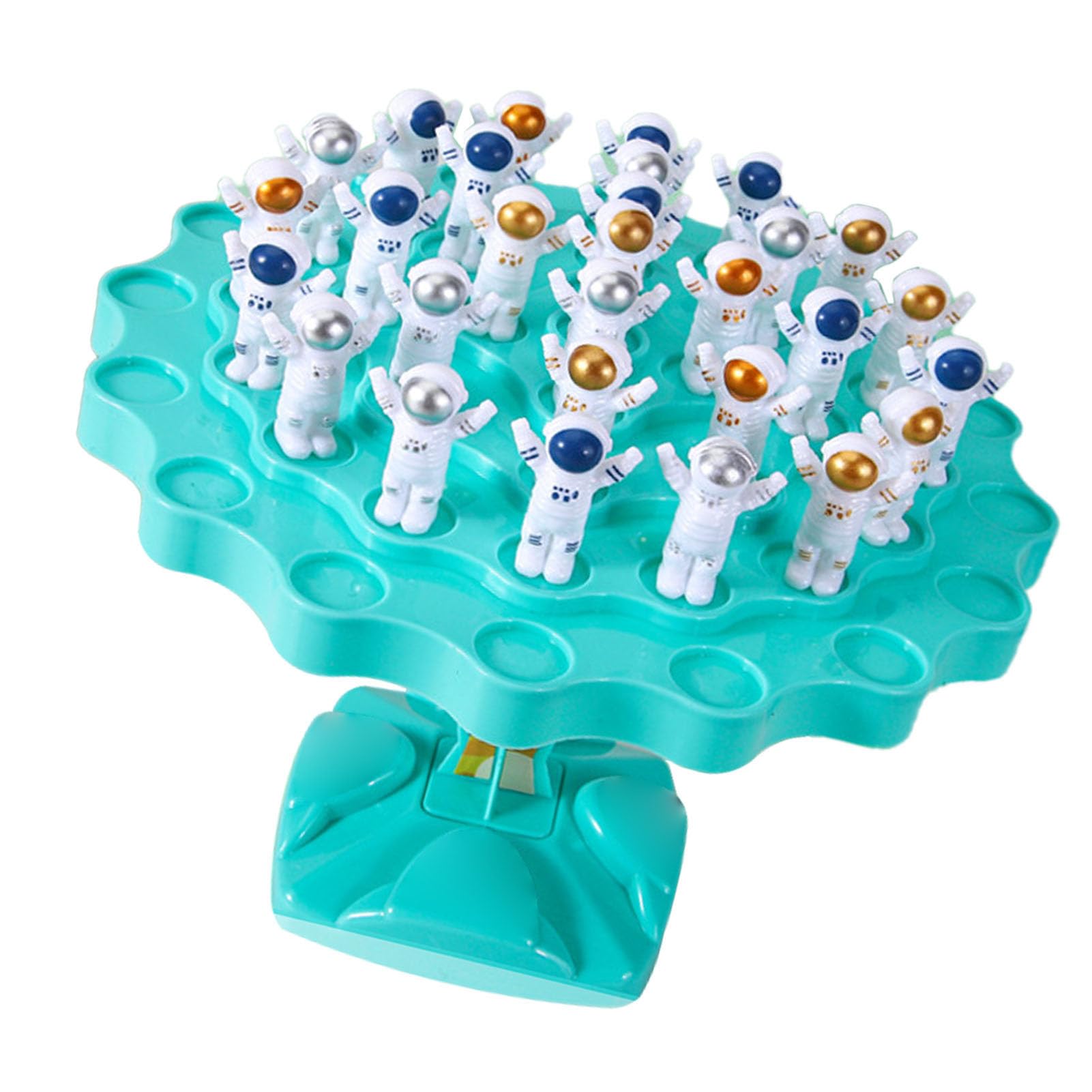 Saluaqui Educational Balance Tree Game Toy Puzzle with Interactive Features, Early Developmental Board Game in Blue, Enhances Coordination and Cognitive Skills with 24 Spaceman Pieces (Blue)