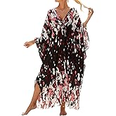 cthseie Women Animal Print Kaftan Dresses Plus Size Swimsuit Coverup 2025 Summer Bathing Suit Caftan Loungewear Beach Dress
