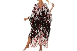 cthseie Women Animal Print Kaftan Dresses Plus Size Swimsuit Coverup 2025 Summer Bathing Suit Caftan Loungewear Beach Dress