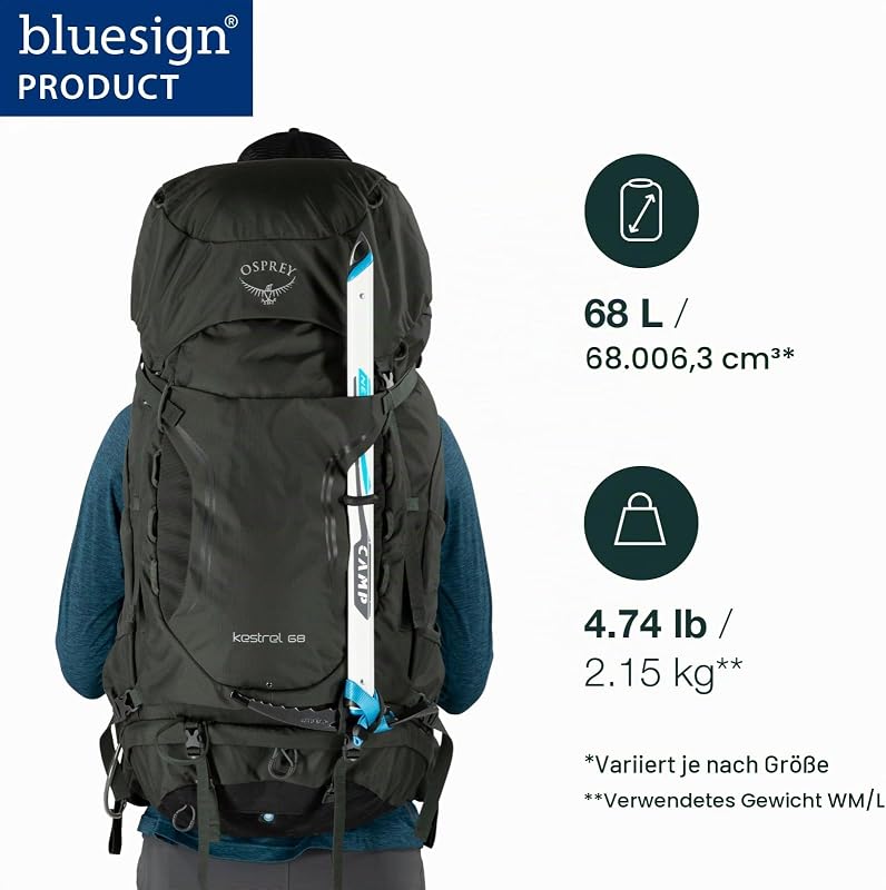 Kyte Unisex Rucksack, 68L, Black, XS/S