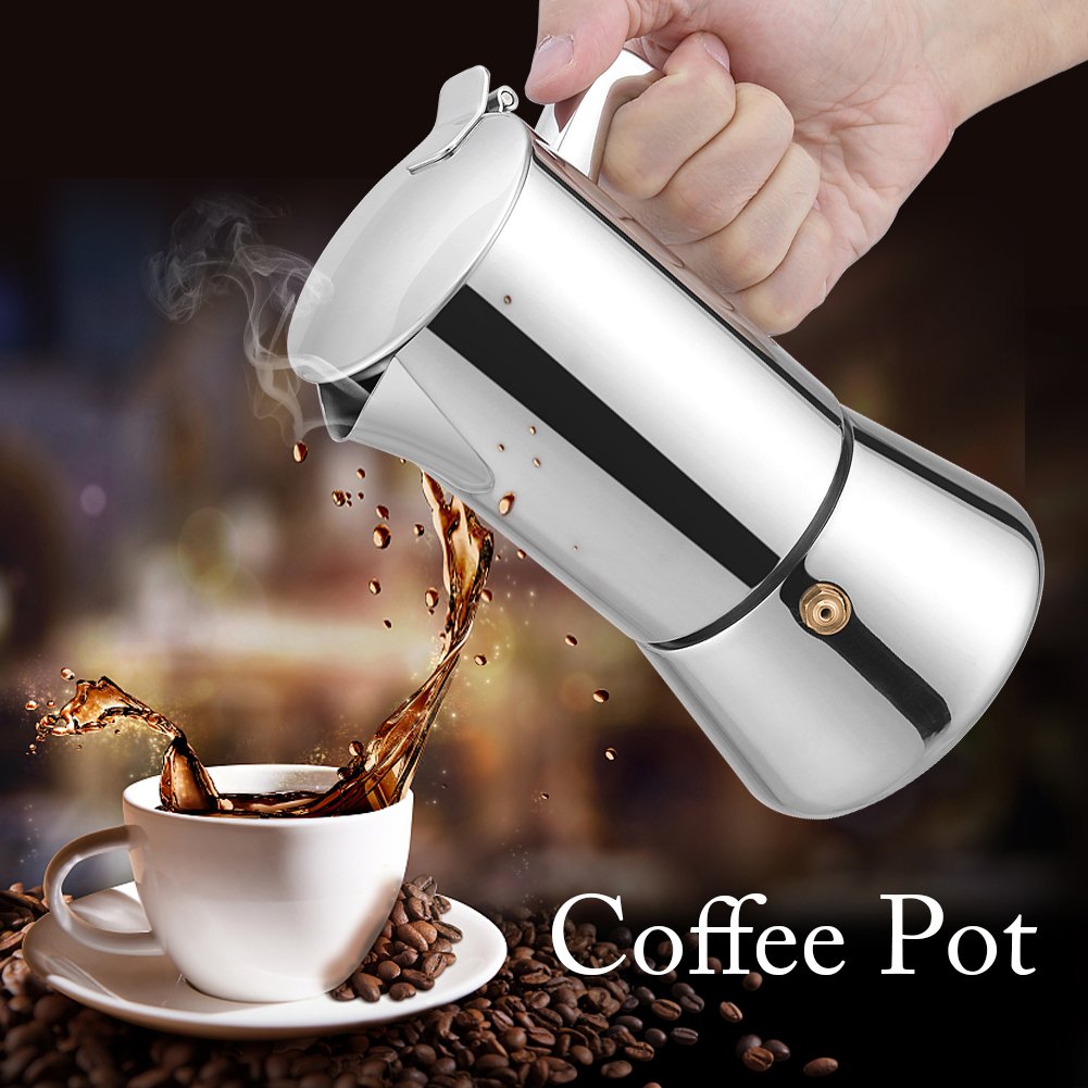 Perfect For Home And Office Use Acogedor Stovetop Moka Express Espresso Maker Espresso Maker Best Polished Stainless Steel Coffee Percolator With Permanent Filter 3 Cup Moka Coffee Pot Kitchen Dining Home