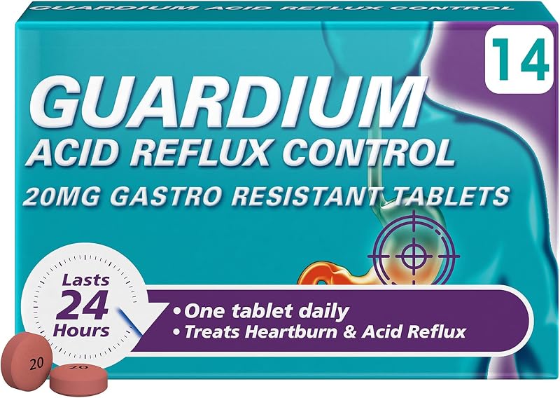 Guardium Esomeprazole 20mg 14 Film Tablets for Heartburn Relief