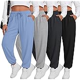 Sweetyweee 4 Pack Women's Plus Size Sweatpants Drawstring Loose Fit Joggers Comfy Casual Athletic Yoga Pants with Pockets