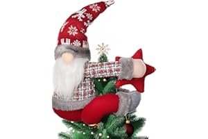FEOTVO Unique Funny Christmas Plush Stuffed Decor - 22.3 Inch Gnome Christmas Star Topper for Tree, Wine Bottle, Curtain Ornaments