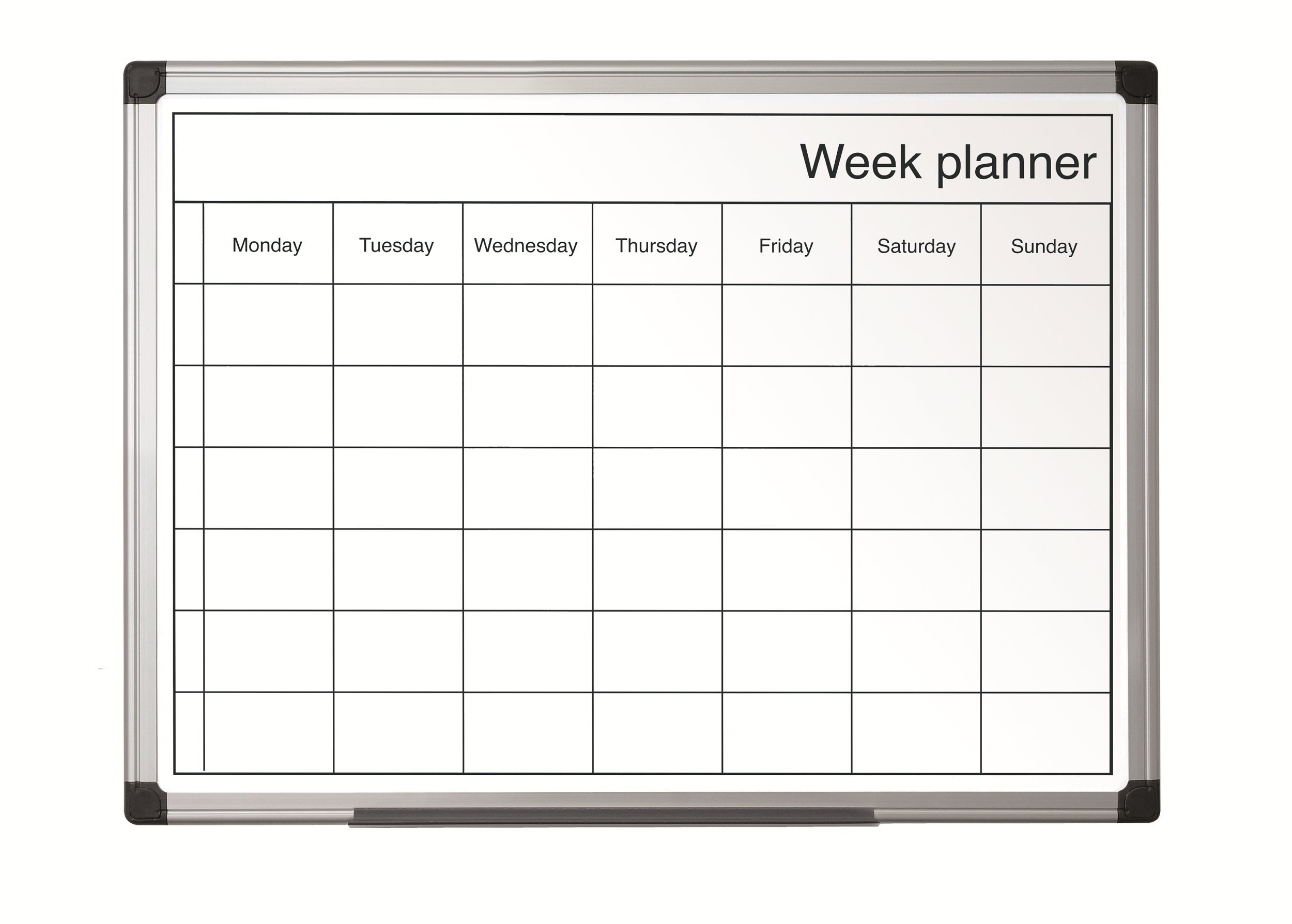 Bi-Office Week Planner, Magnetic, Black and White, 60 x 40 cm