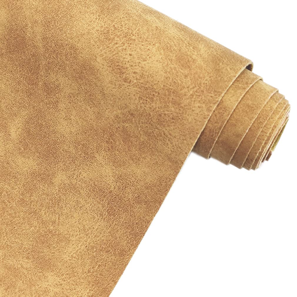XHT Suede Faux Leather Fabric 30x135cm Waterproof Synthetic PU Leather for Earrings Pouches Hair Bows Making (Light Brown)