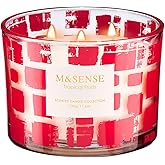 M&SENSE Tropical Fruits Scented Candle,11.6oz Natural Soy Wax, Non Toxic for Home, 3 Wick Jar Candle, Up to 60 Hours Burn time,Housewarming Gifts for Women&Men