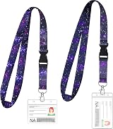 Zonon 2 Set Lanyard with Card Holder Purple Galaxy ID Badge Bundle