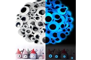 UPINS 300Pcs Glowing in The Dark Googly Wiggle Eyes, Craft Googly Eyes Self Adhesive Sparkle Wiggle Eyes for Luminous Crafts 