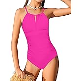 TyeSmo Girls Swimsuit One Piece Girls Bathing Suit Adjustable Straps Solid Modest Ruched Full Coverage Padded Swimwear 9-16y