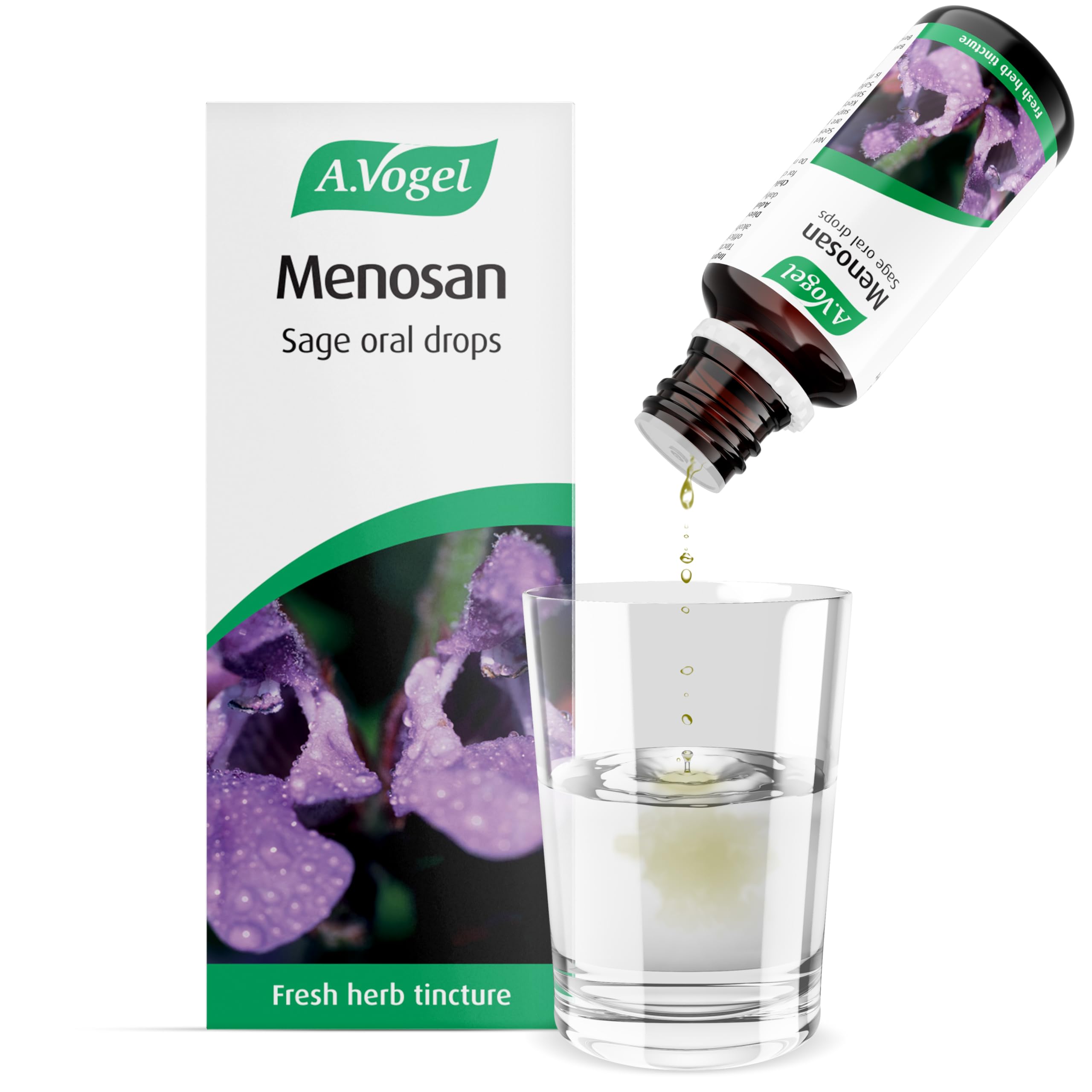 A.Vogel Menosan Sage Drops | Extracts of Organically Grown Fresh Sage | Herbal Food Supplement | Suitable for Vegans | 50ml