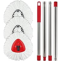 Spin Mop Head Refill for Vileda/Ocedar EasyWring Spin Mop - Rotating Microfiber Triangle Replacement Pads Washable & Reusable