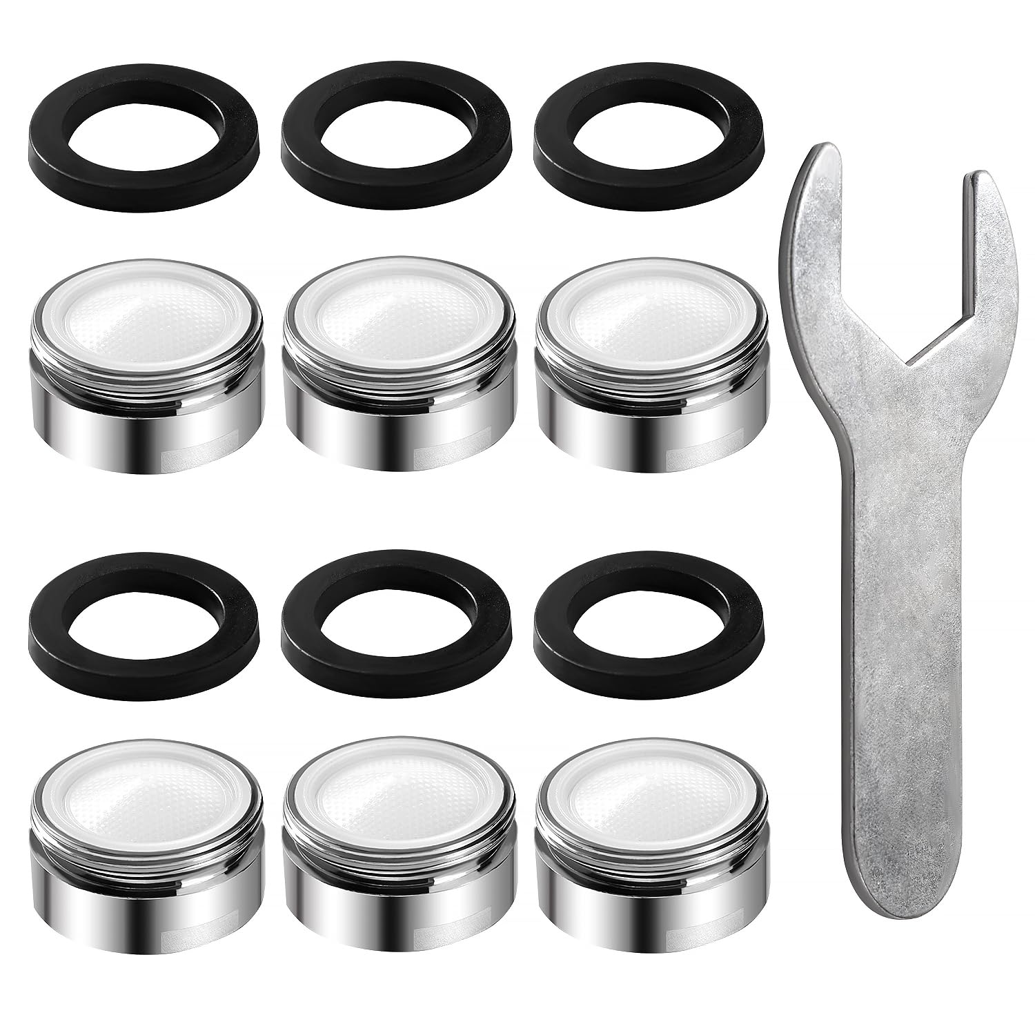YIXISI M24 Faucet Aerator Set - 6 PCS With Spanner and 6 Rubber Gaskets, Male Replacement Nozzle, ABS Filter Spout