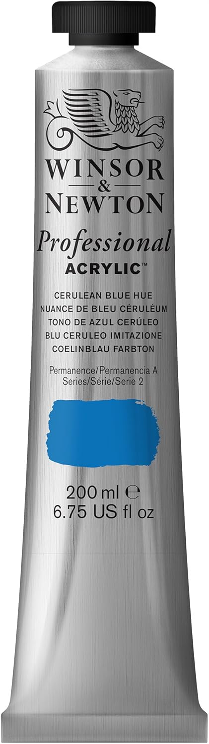 Winsor & Newton 200ml Professional Acrylic Colour Tube - Cerulean Blue Hue, 200 ml (Pack of 1)