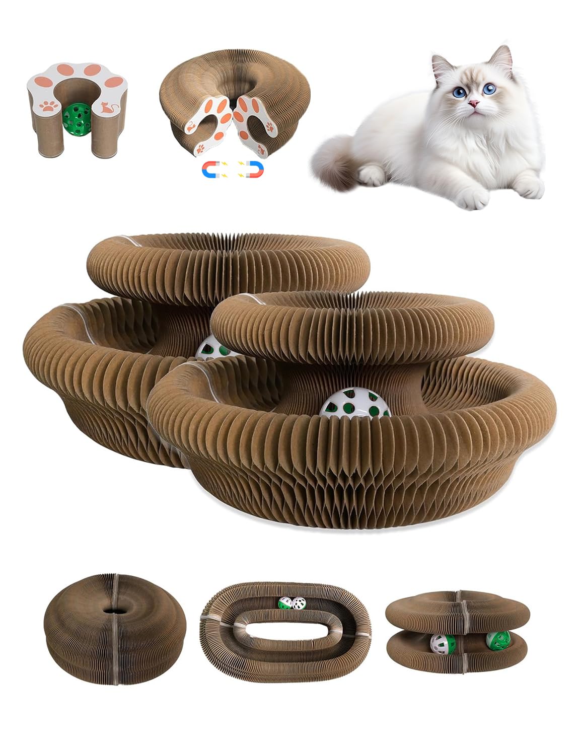 Photo 1 of 2 Pack Kitty+Kurlzs Cat Scratcher Toy, Magnet Kitty Curls Twisty Paws Cat Toy, 2026 Upgrade KittyKurls Cat Scratcher with Play Balls, Twisty Paws Cat Toy for Indoor Cats