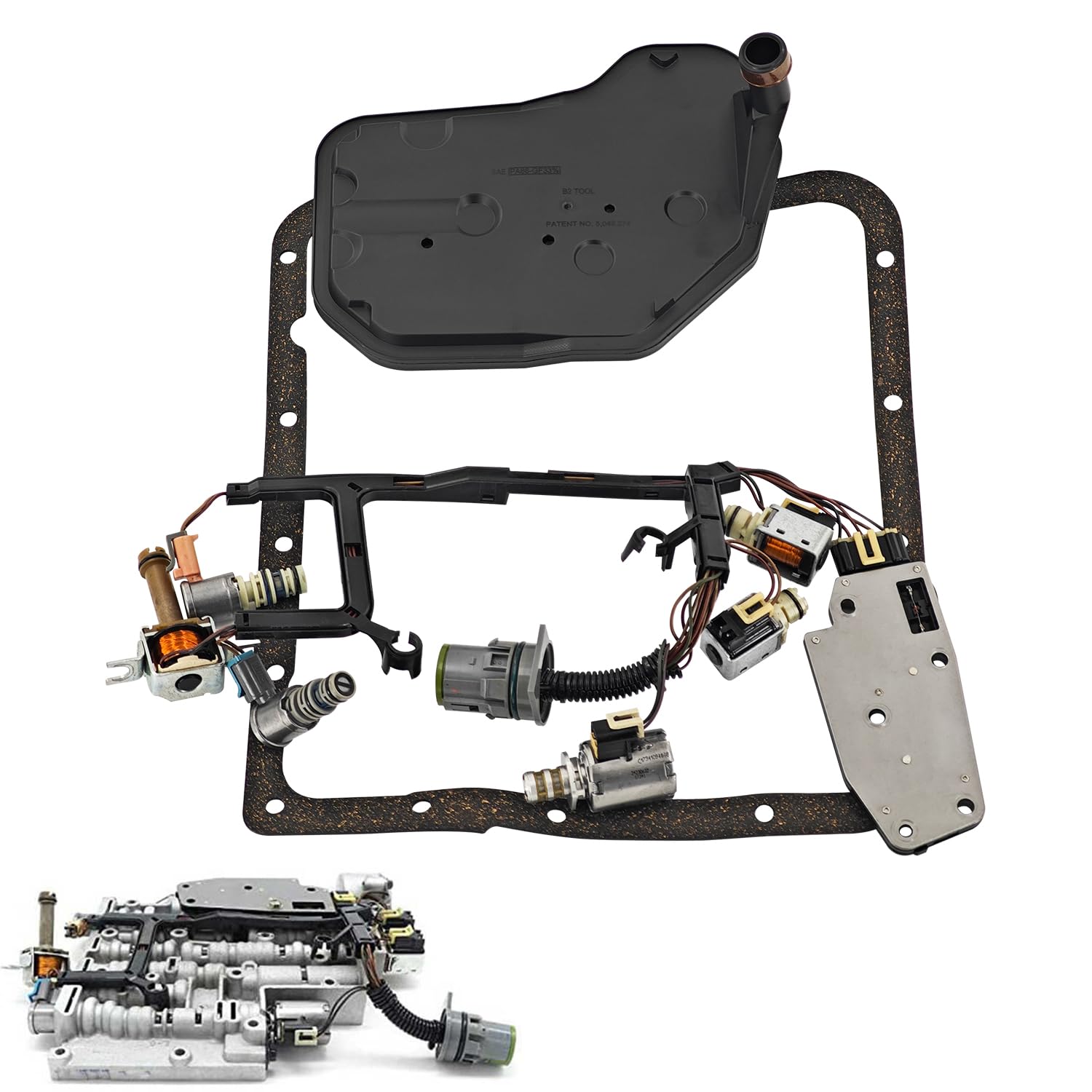 Photo 1 of 4L60E Transmission Master Solenoid Kit compatible with GM EPC Shift TCC 3-2 PWM 2003-2005 4L65E Automatic Transmission Solenoid Kit W/Harness & Transmission Filter