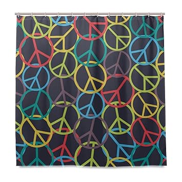 Amazon Com Dnoving Shower Curtain Colorful Peace Sign Shower