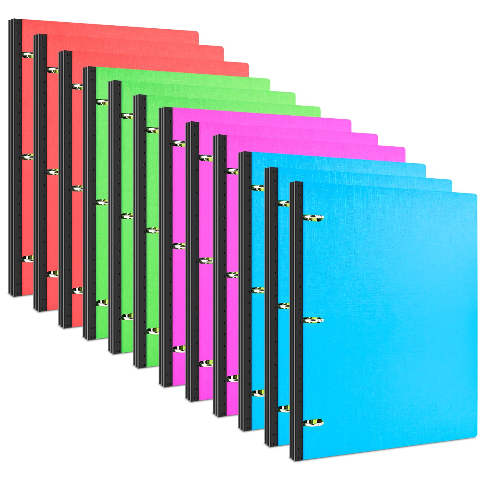 Photo 1 of INFUN 1 INCH Telescoping 3 Ring Binder - 12PCS, Portable Plastic Binder with Telescoping Spine ?3 Ring Binders with Foldable Front Cover Holds 8.5" x 11" Paper for School,Office and Homes
