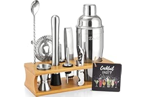 Bartender Kit Cocktail Shaker Set with Stand Bar Tool Bar Set for Drink Mixing Home Bartending Kit 11-Piece Bar Cart Accessor