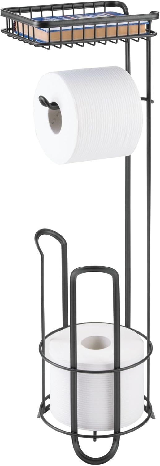 mDesign Toilet Roll Holder Free Standing Loo Roll Holder for The Bathroom Toilet Paper