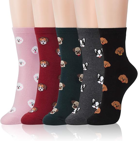 Amazon キキヤソックス 靴下レディース アニマルデザイン クルーソックス パピーパタン 5足セット 韓国 服 スポーツ 韓国ファッション 滑り止め 韓国服 ランニング 消臭 女の子 スクール テニス 靴下 通販