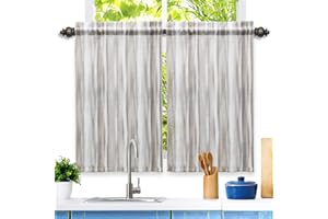 blunique Kitchen Curtains 26 x 45 Inch Tiers Curtains Farmhouse Short Half Window Room Cafe Curtains for Kitchen, Bathroom, Room RV Set Rod Pocket 2 Panels -Water Ripples Tiers