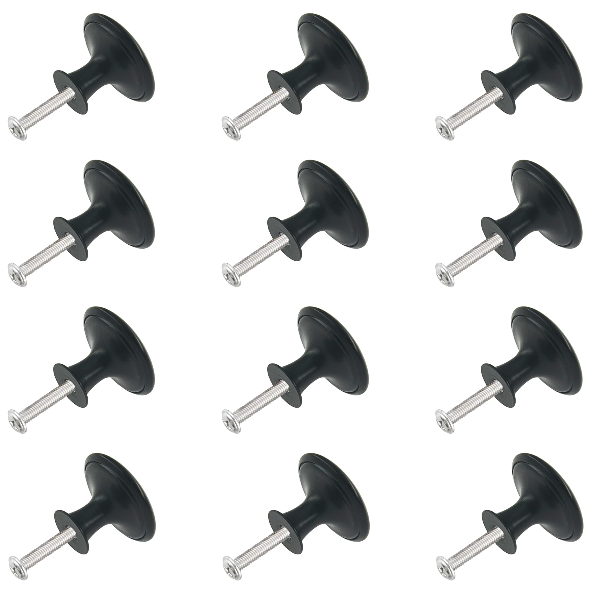 DDHOMIN 12 PCS Round Drawer Knobs Pulls,Cupboard Door Knobs (Black)