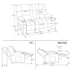 MCombo 55.9" Power Loveseat Recliner with Heat and