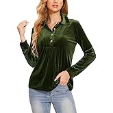 Molirex Womens Velvet Tops Long Sleeve Button Down Shirts Flowy Casual Blouses
