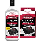 Weiman Heavy Duty Glass &amp; Ceramic Cooktop Cleaner, 10 Oz &amp; 3 Scrubbing Pads | Electric Stove Top Cleaner, Gas &amp; Induction Cooktop Cleaner for Burnt-On Food &amp; Grease, Scratch &amp; Streak-Free