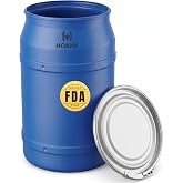 55-Gallon Open Head Water Storage Barrel, BPA Free, Emergency Water Supply - Eco Friendly - Lever-Lock Lid - Made in USA (Blue)