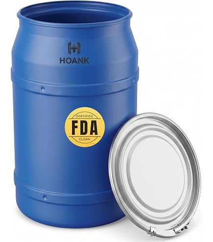 Food Grade Blue Plastic Drum with Air Tight Lid & Metal Latch Ring