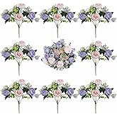 8 Bundles Peonies Artificial Flowers Silk Peonies Faux Flowers Fake Peonies Artificial Flowers Peonies Bouquet for Table Centerpieces Decoration Wedding Decor Home Party Decor (Pink and Purple)