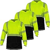 QELIN Hi Vis Long Sleeve Safety Shirts for Men Class 3 ANSI Reflective Work Shirt with Hood for Construction