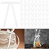 ABTOLS 50pcs Satin Ribbon Bow for Christmas Tree, Satin Ribbon Bows for Gift Wrapping Cake Treat Bags Party Favors Wedding Baby Shower Birthday Decorations(White)