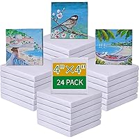 PLAZOTTA 4x4 Inch Mini Stretched Canvas Panels,24 Pack Small Canvas Boards Square Canvas for Craft, Painting Party