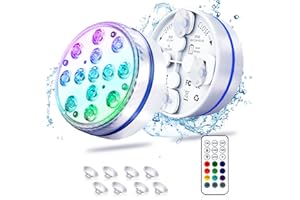 DEFEICCO 2024 Upgraded Submersible Led Pool Lights for Above Ground Pools IP68 Waterproof Pool Light for Inground Under Water with Remote (200ft), 4 Magnets, 4 Suction Cups and 16 RGB Dynamic Color (2pack)
