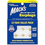 Mack's Pillow Soft Silicone Earplugs - 12 Pair, Value Pack - The Original Moldable Silicone Putty Ear Plugs for Sleeping, Snoring, Swimming, Travel, Concerts and Studying