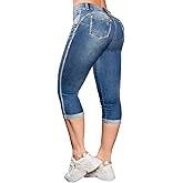 Flamingals High Waist Capris Jeans for Women Casual Summer Butt Lifting Skinny Denim Capri