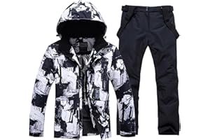 RIUIYELE Men's Ski Jacket and Pants Set Insulated Waterproof Snowsuits Winter Warm Outdoor Skiing Snowboard Jackets for Men