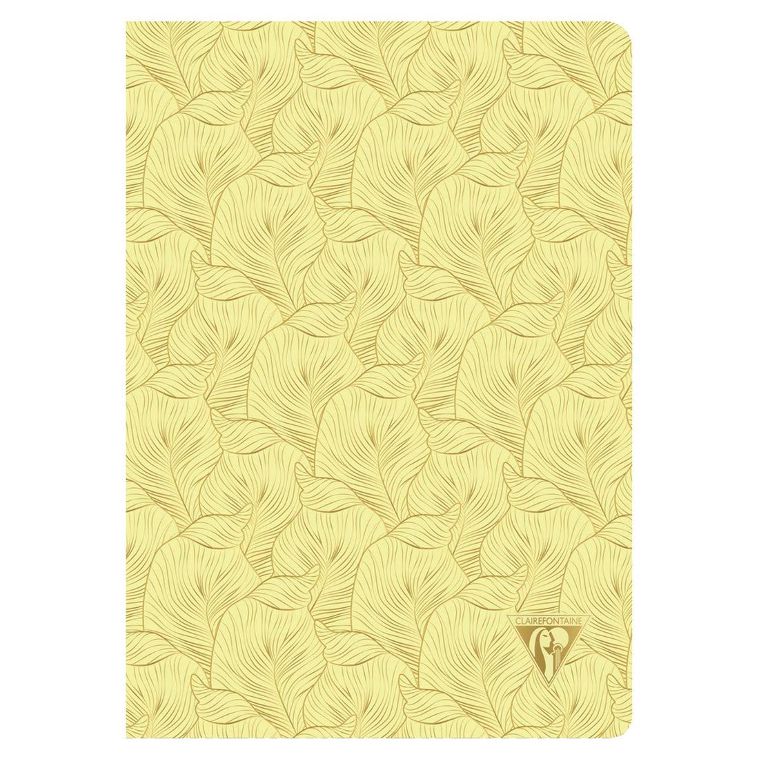 Clairefontaine 193506C - A Neo Deco thread-stitched notebook 96 ivory pages 11x17 cm 90g lined, laminated card cover, yellow sulfur flower "tropical" pattern — image 1