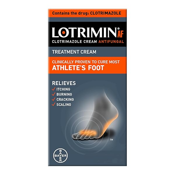 LOTRIMIN AF CREAM FOR ATHLETE’S FOOT, CLOTRIMAZOLE 1% ANTIFUNGAL TREATMENT, CLINICALLY PROVEN EFFECTIVE ANTIFUNGAL TREATMENT OF MOST AF, JOCK ITCH AND RINGWORM, CREAM, .53 OUNCE (15 GRAMS)