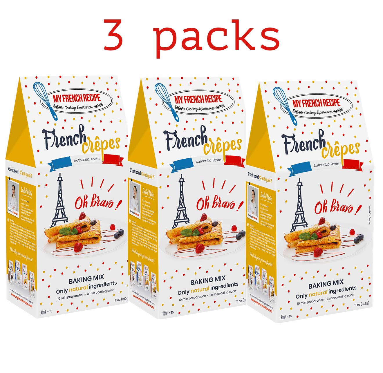 Amazon Com My French Recipe Crepe Mix 3 Packs Traditional Authentic Mix Easy To Prepare Foolproof Recipe Makes 15 Crepes Crepes Francaises Grocery Gourmet Food