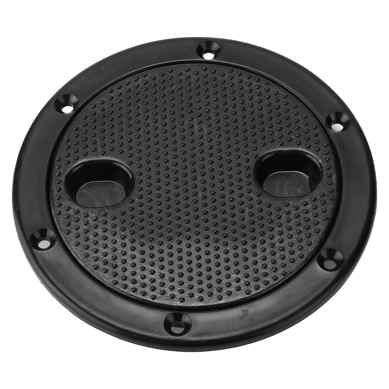 Tissting Deck Plate Hatch 4 Inch Round Plastic Black Marine Inspection Hatch with Detachable Rugged Center, Non Slip Boat Hatch Cover for Marine Yacht RV