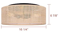 Canarm Bellamy 3-Light Boho Flush Mount, Natural