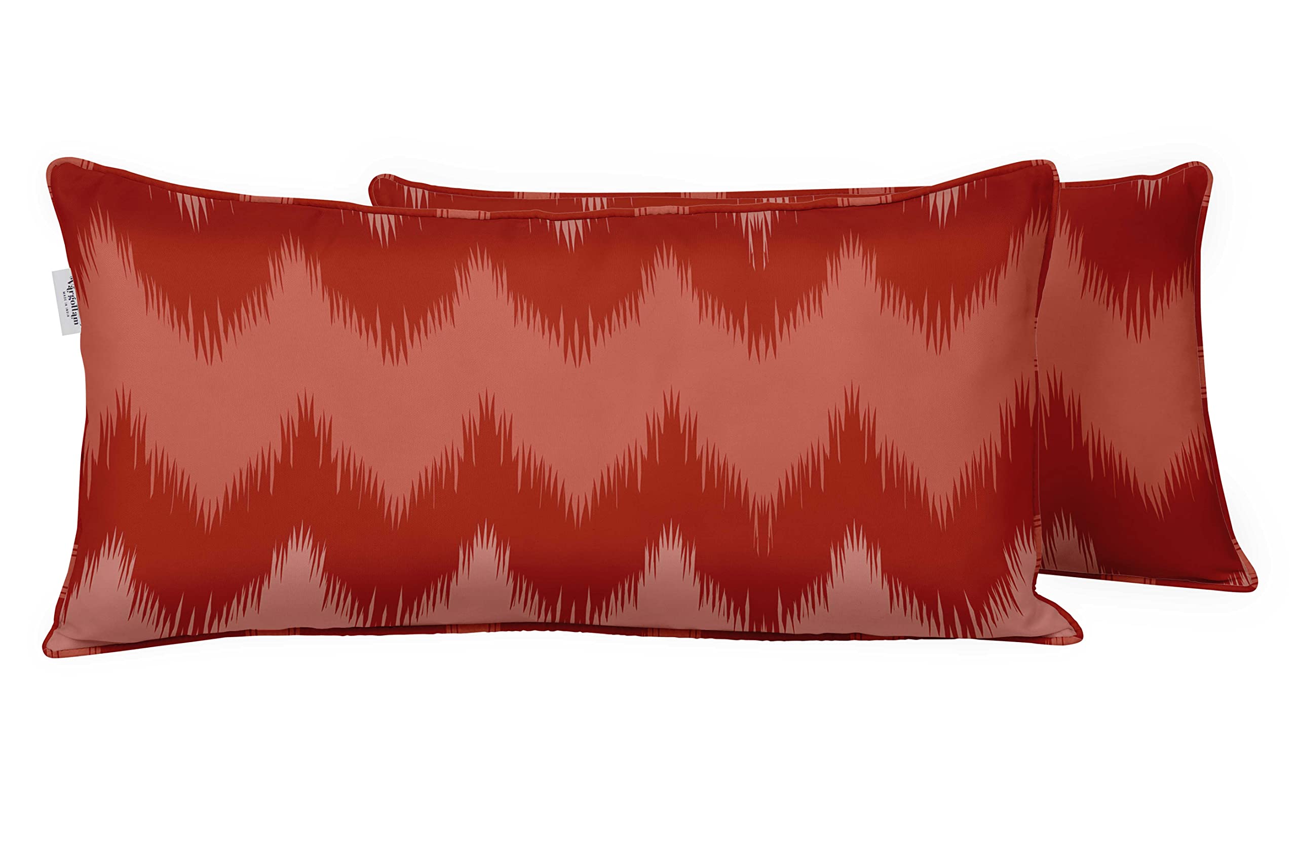 Vargottam Indoor/Outdoor Polyester Fabric Lumbar Pillow Cover, All-Weather Waterproof Rectangular Cushion Case for Patio Furniture, 16" x 24" Set of 2 - Ikat-43