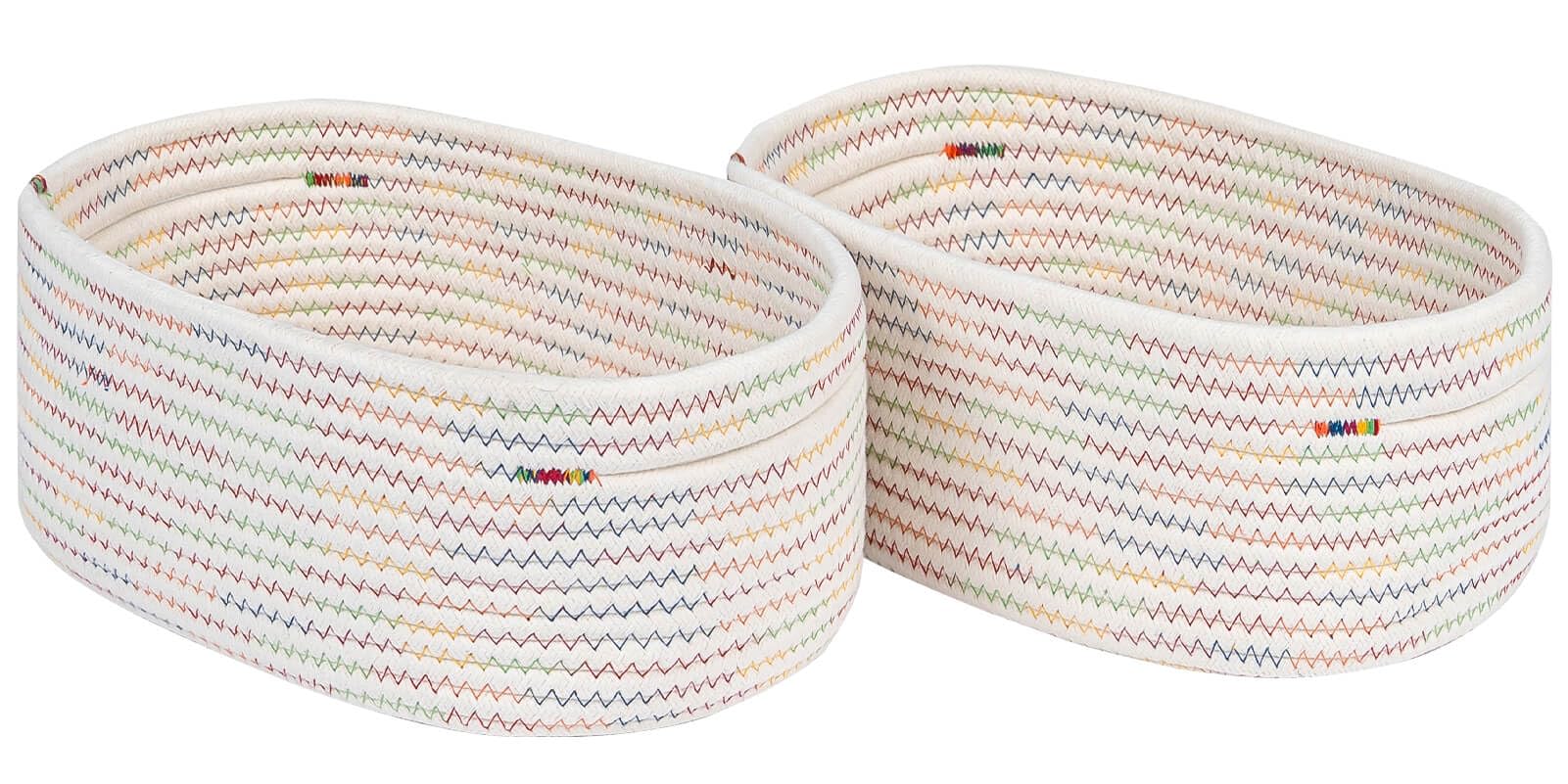 Photo 1 of CubesLand Small Woven Baskets,Cute Baskets or Shelf Set 2,Cube Organizer Basket Bin,Soft Toys Storage Basket,Baby Nursery Basket Bin,Home Decor 12"D x 8"W x 5"H Rainbow Stitches
