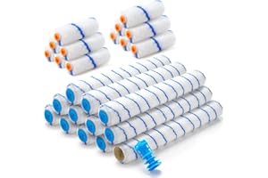 Jinei 24 Pack 18 Inch 4 Inch Paint Roller Covers 3/8" Nap Roller Covers Large Microfiber Wide and Small Blue Painting Kit for Wall Ceiling Floor