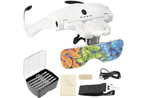 ARTDOT Magnifying Glasses with Light for Diamond Art Kits, 5 Replaceable Lenses for Magnifier with 4 LED Lights and Adjustable Brightness for Diamond Painting Accessories and Reading Close Work